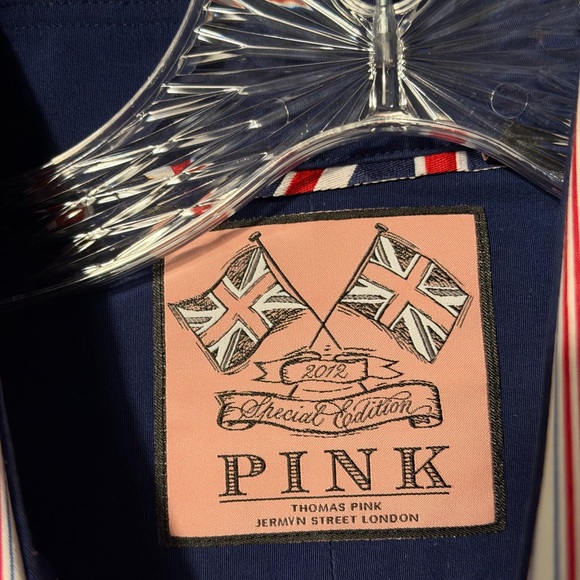 Thomas Pink  Jermyn Street Edition Red/thin blue and White Striped Dress Shirt - Picture 3 of 4